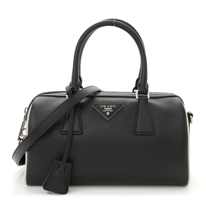 Prada Saffiano Lux Top Handle Crossbody Bag Black Talco 1 of 11