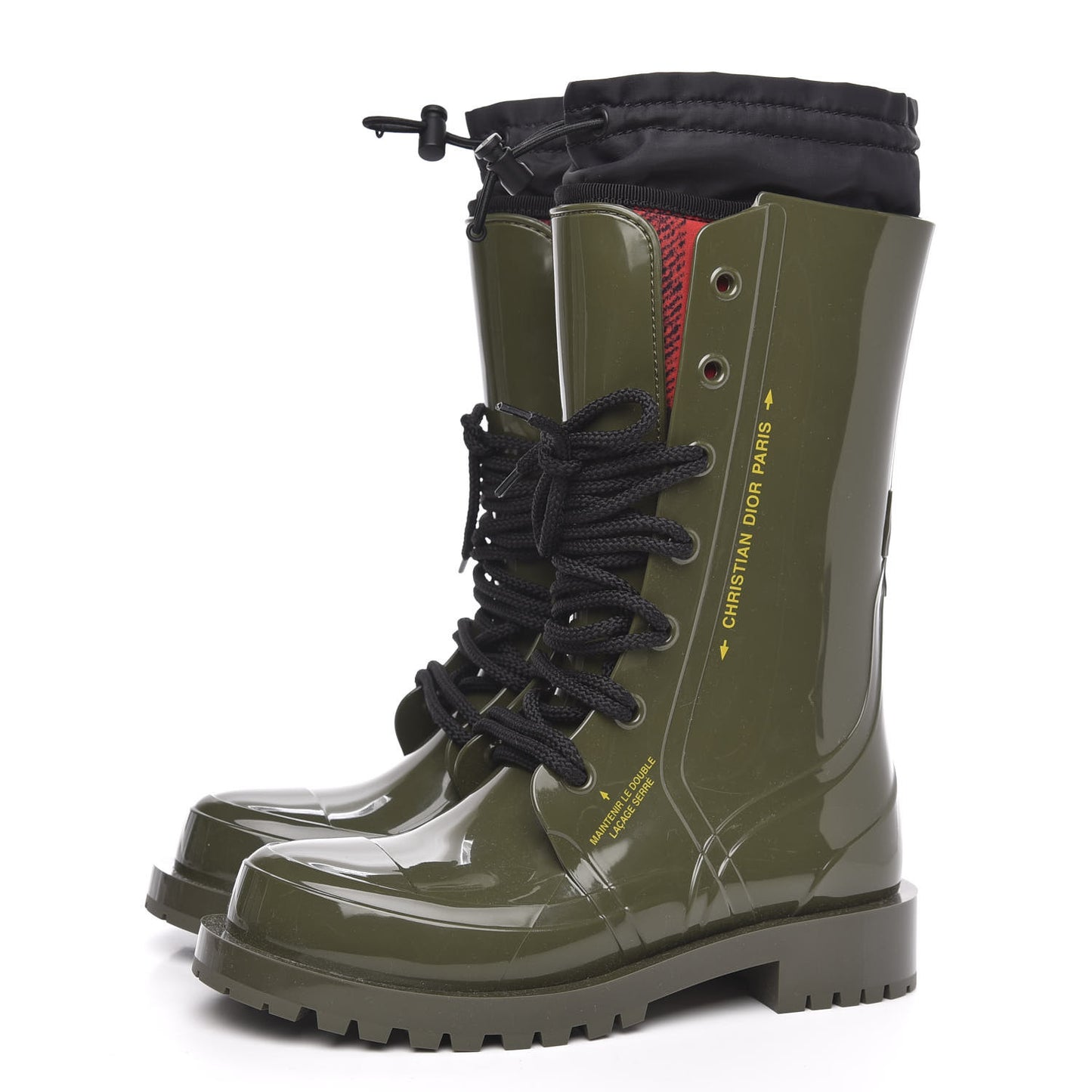 Shiny Rubber Diorcamp Low Boots 35 Military