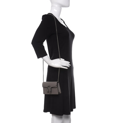 Gucci Dollar Calfskin Crystal Super Mini Dionysus Shoulder Bag Dusty Grey Black Diamond 2 of 10
