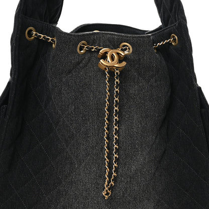 Chanel Washed Denim Quilted Medium Chanel 25 Handbag Black 9 of 12