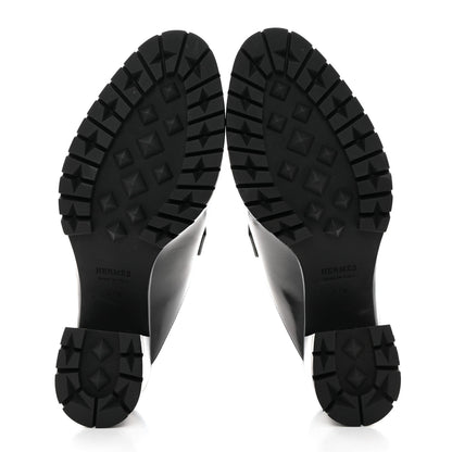 Hermes Calfskin Womens Flore 60 Mules 37.5 Black 5 of 9