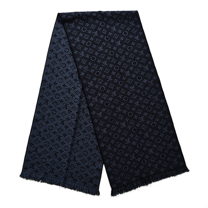 Louis Vuitton Wool Monogram Classic Scarf Navy Blue 2 of 3