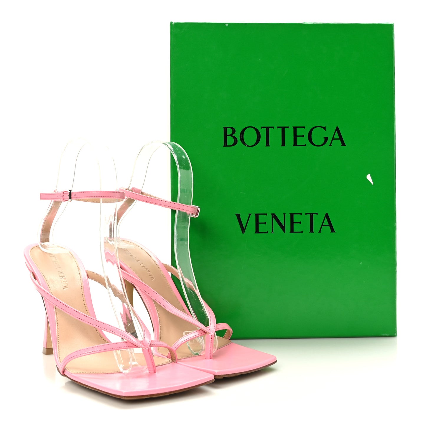 Lambskin Stretch Multi Strap 90mm Sandals 37.5 Blossom
