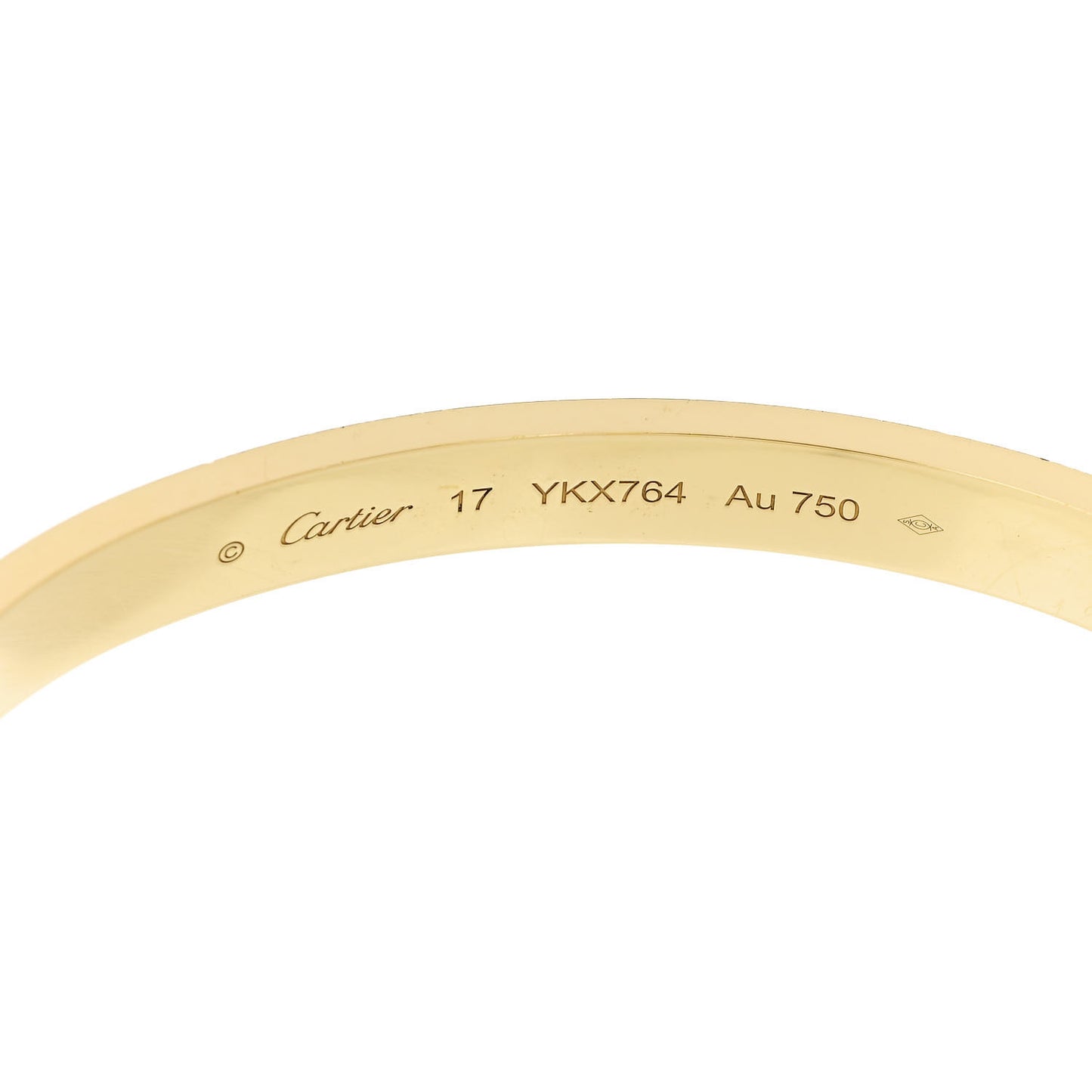 18K Yellow Gold Brushed Finish LOVE Bracelet 17