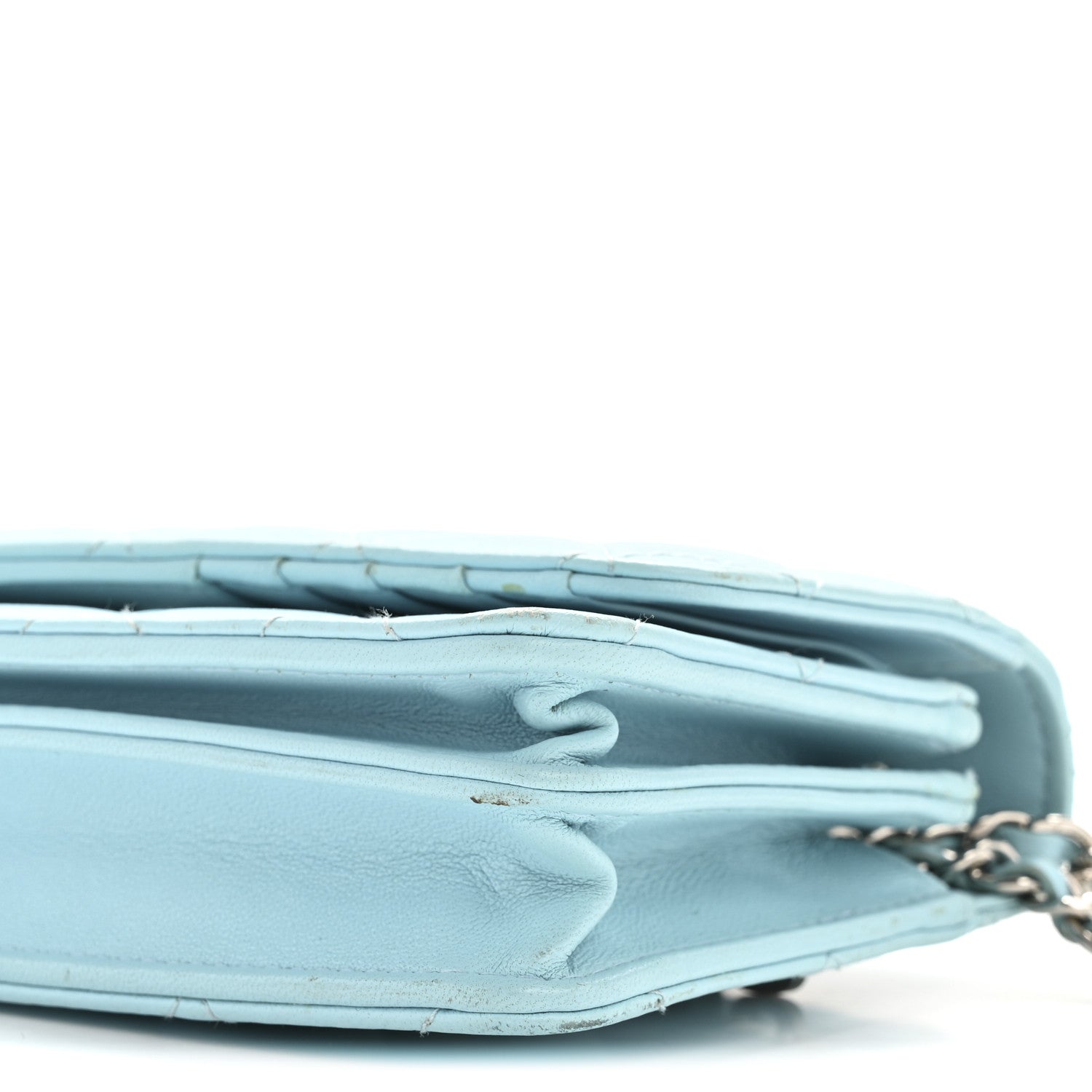 Chanel Lambskin Quilted Mini Wallet On Chain WOC Neon Blue 10 of 12