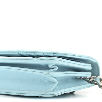 Chanel Lambskin Quilted Mini Wallet On Chain WOC Neon Blue 10 of 12