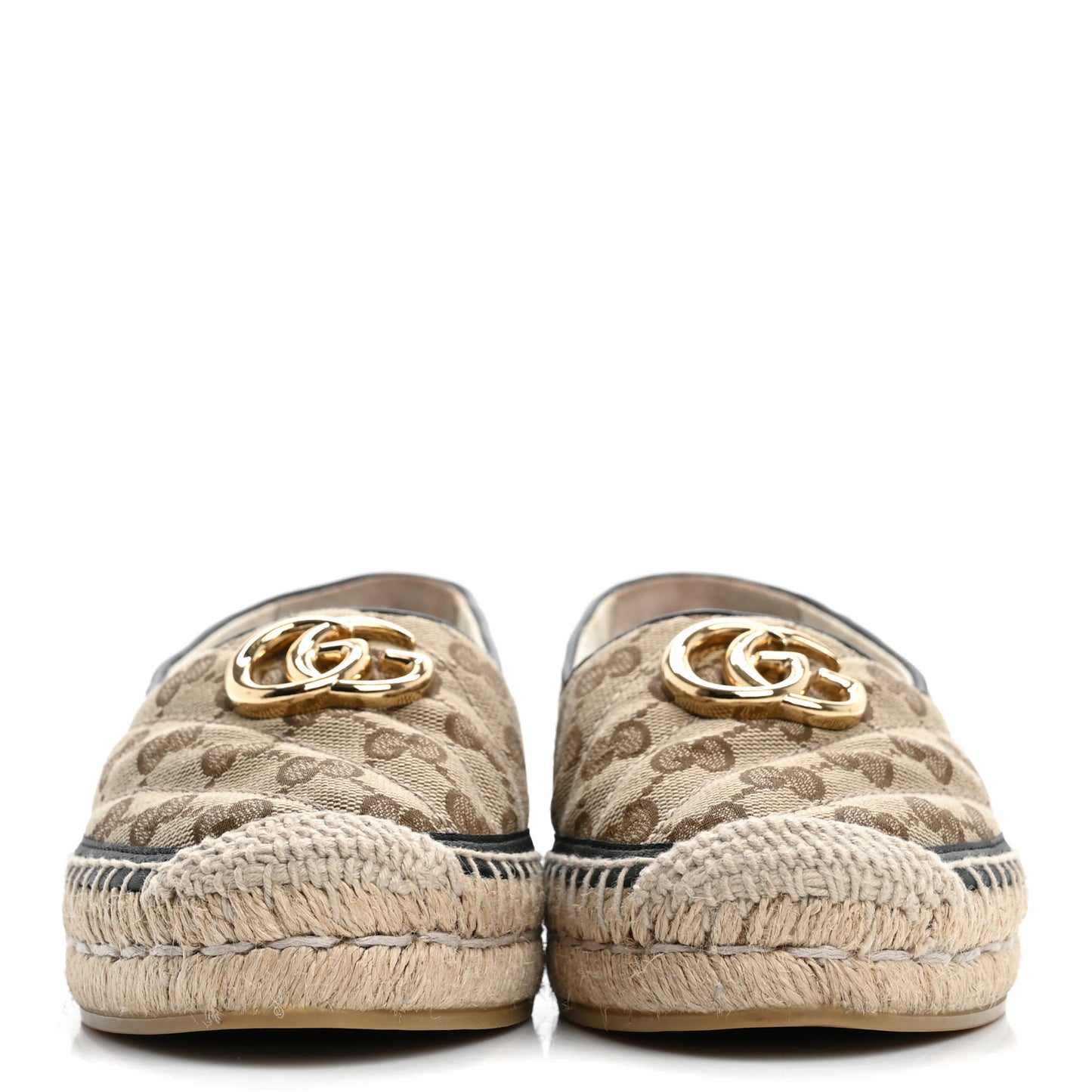 Monogram Matelasse Diagonal GG Marmont Espadrilles 35 Beige Ebony Black