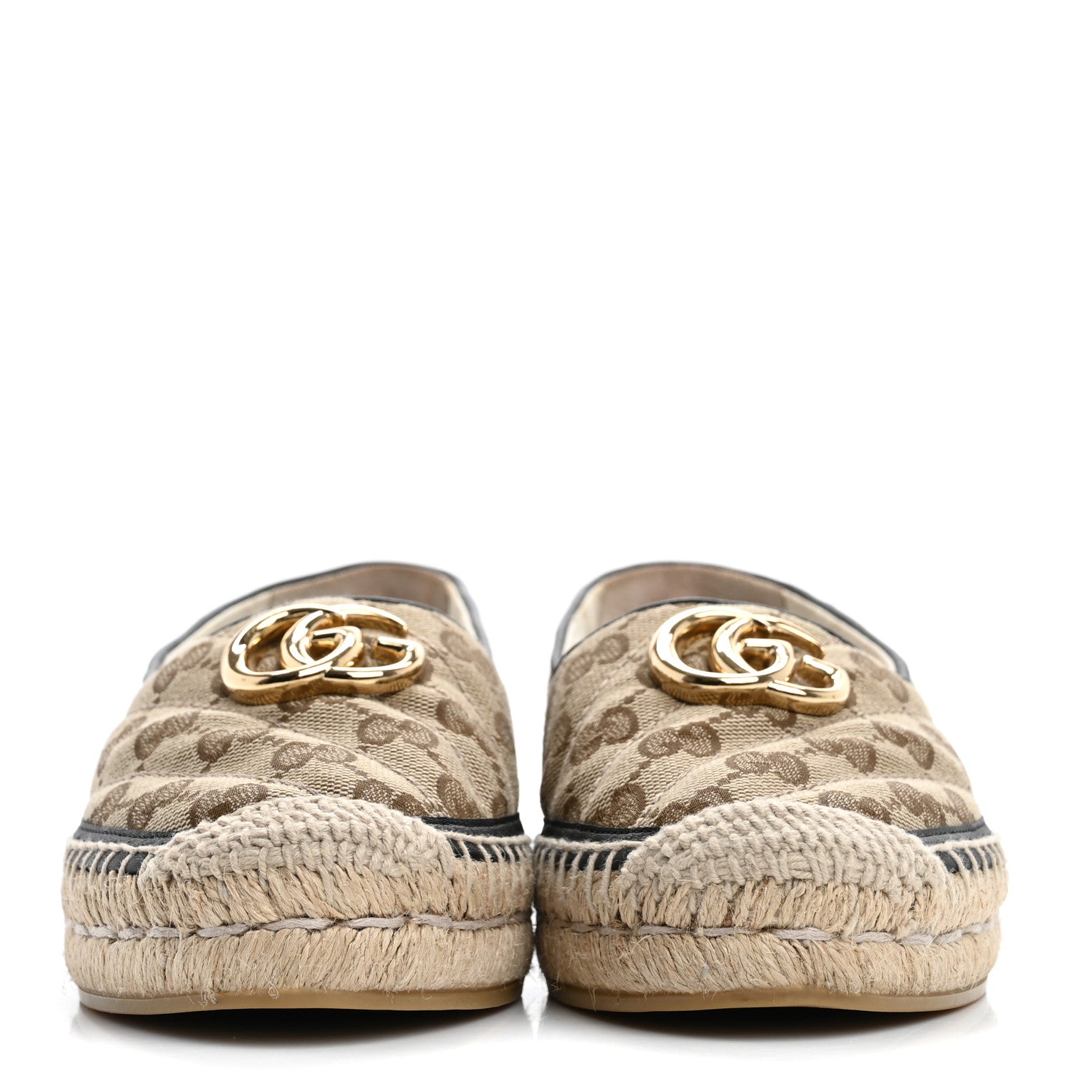 Gucci Monogram Matelasse Diagonal GG Marmont Espadrilles 35 Beige Ebony Black 4 of 14