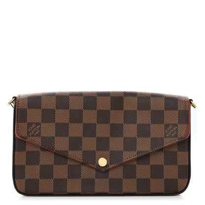 Louis Vuitton Damier Ebene Pochette Felicie Chain Wallet 1 of 9