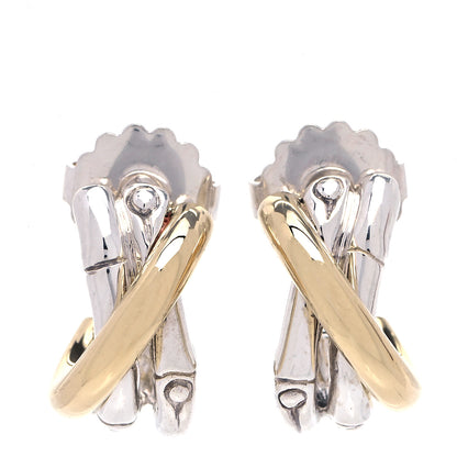 John Hardy Sterling Silver 18K Yellow Gold Small Bamboo J Hoop Earrings 1 of 5