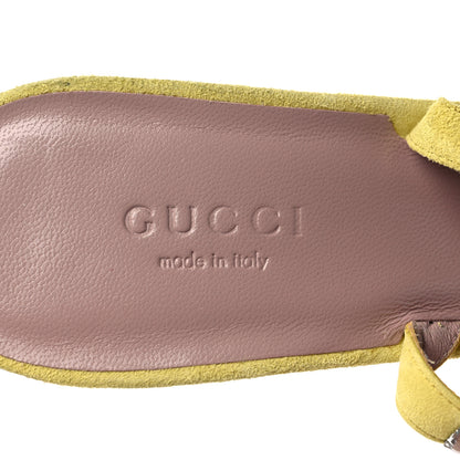 Gucci Crystal Kid Scamosciato Mallory Slingback Sandals 38.5 Transparent Mimosa Flower 7 of 10