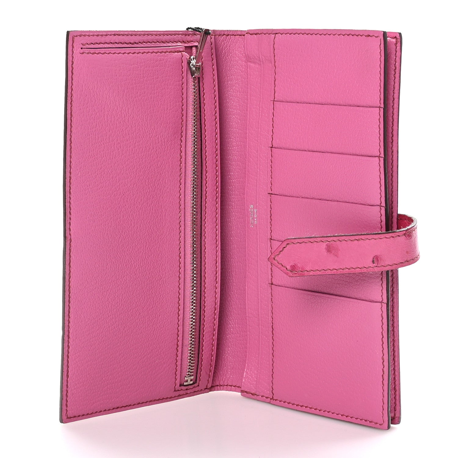 Hermes Ostrich Bearn Wallet Fuchsia 6 of 12