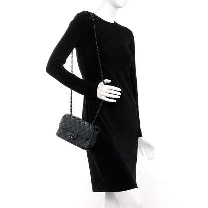 Chanel Crumpled Calfskin Quilted Mini Rectangular Flap So Black 2 of 10