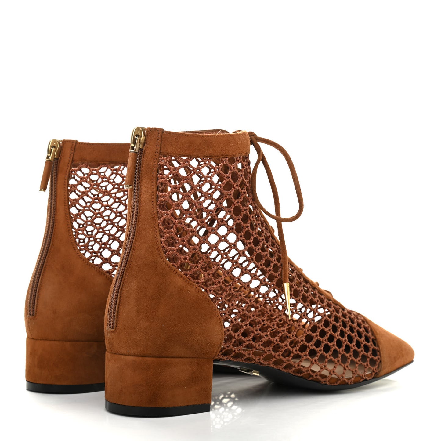 Suede Resille Naughtily-D 30mm Ankle Boots 40.5 Golden Brown
