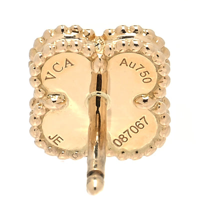 Van Cleef & Arpels 18K Yellow Gold Mother of Pearl Sweet Alhambra Earrings 5 of 5