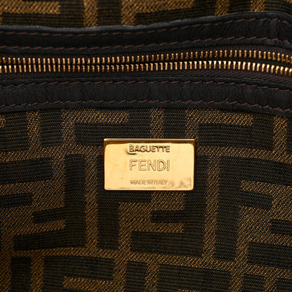 Fendi Fabric Jacquard FF 1974 Medium Baguette Tobacco Moro Black 6 of 12