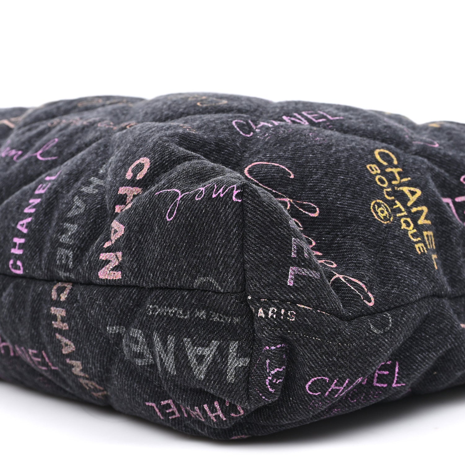 Chanel Denim Quilted Denim Mood Maxi Shopping Bag Black Multicolor 10 of 10