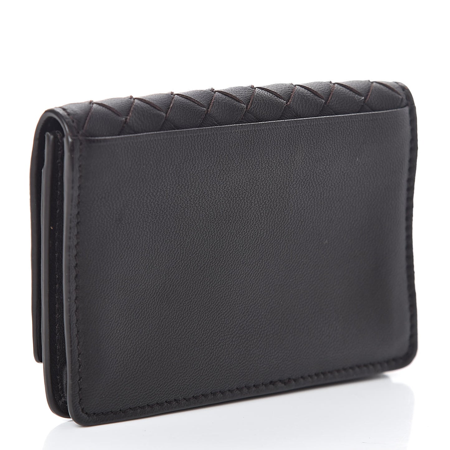 Nappa Intrecciato Card Holder Ebano