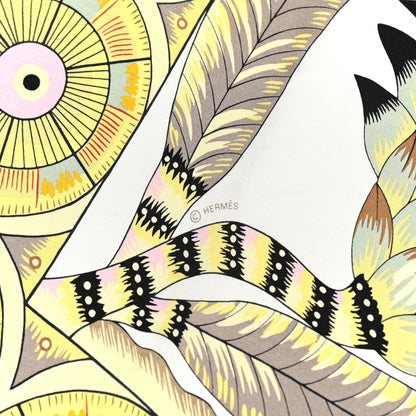 Hermes Silk The Savana Dance Wash 140 Scarf White Jaune Soufre 3 of 6