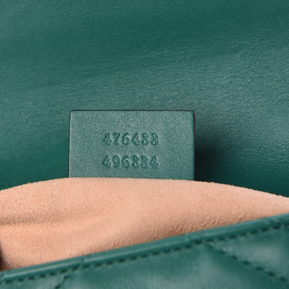 Gucci Calfskin Matelasse Super Mini GG Marmont Shoulder Bag Emerald Green 9 of 10