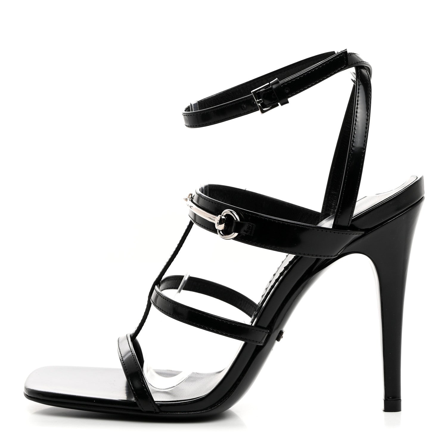 Gucci Nappa Regent Strappy Horsebit Sandals 37 Black 1 of 8