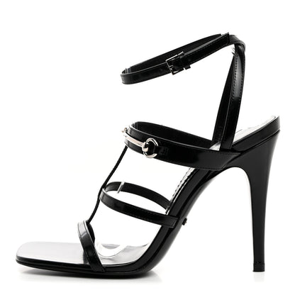 Gucci Nappa Regent Strappy Horsebit Sandals 37 Black 1 of 8