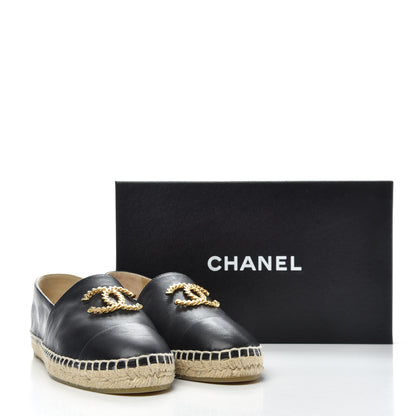 Chanel Calfskin Chain CC Espadrilles 39 Black 11 of 11