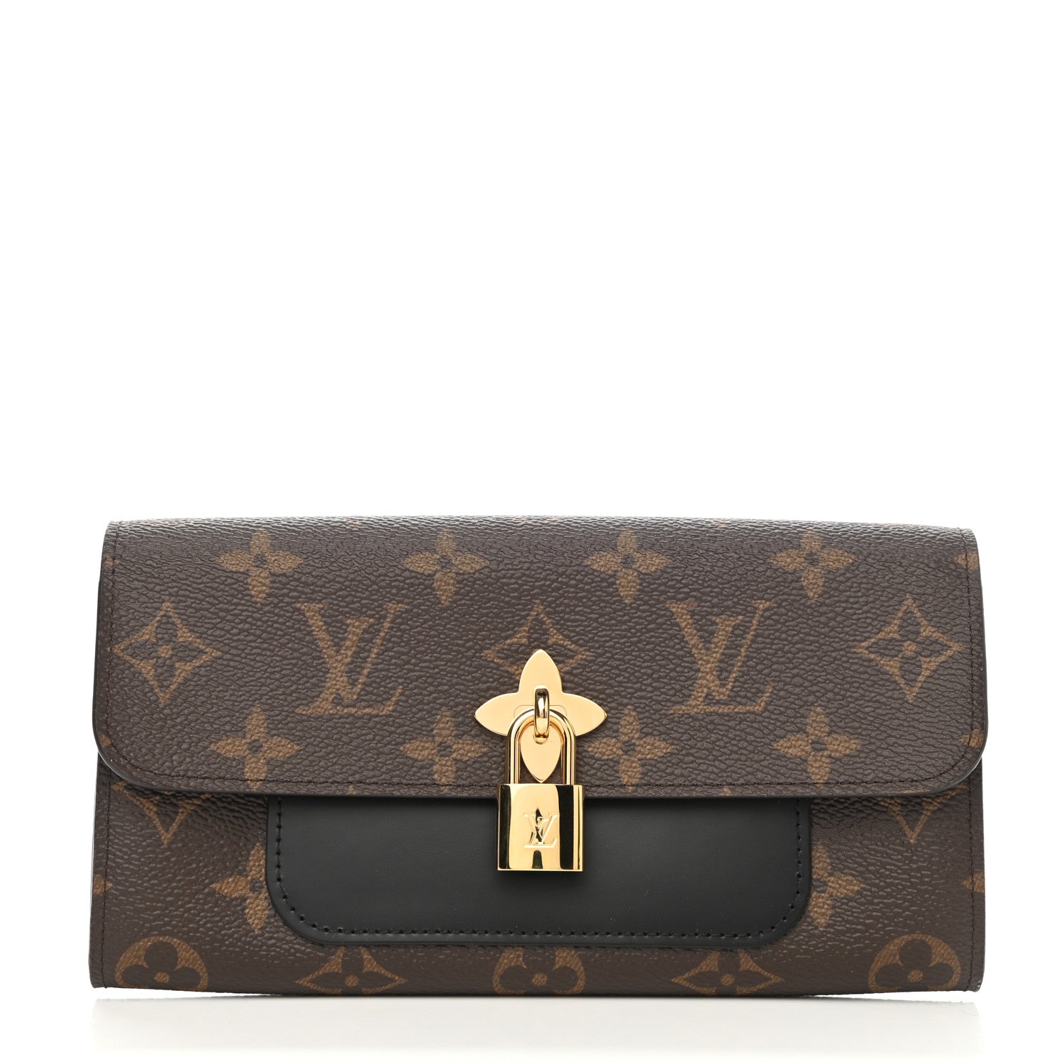Louis Vuitton Monogram Flower Lock Long Wallet Black 1 of 8