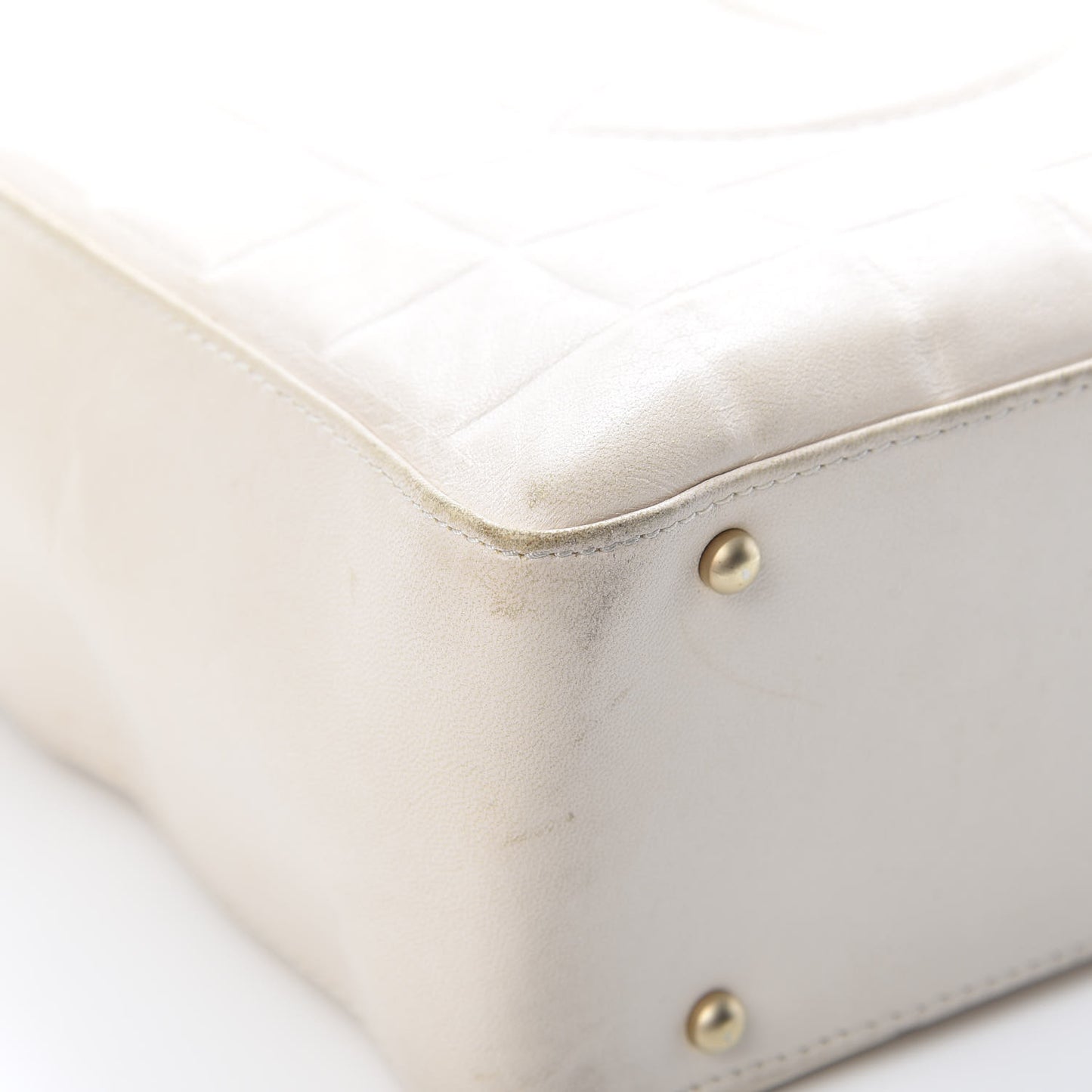 Lambskin Quilted Chocolate Bar Tote White
