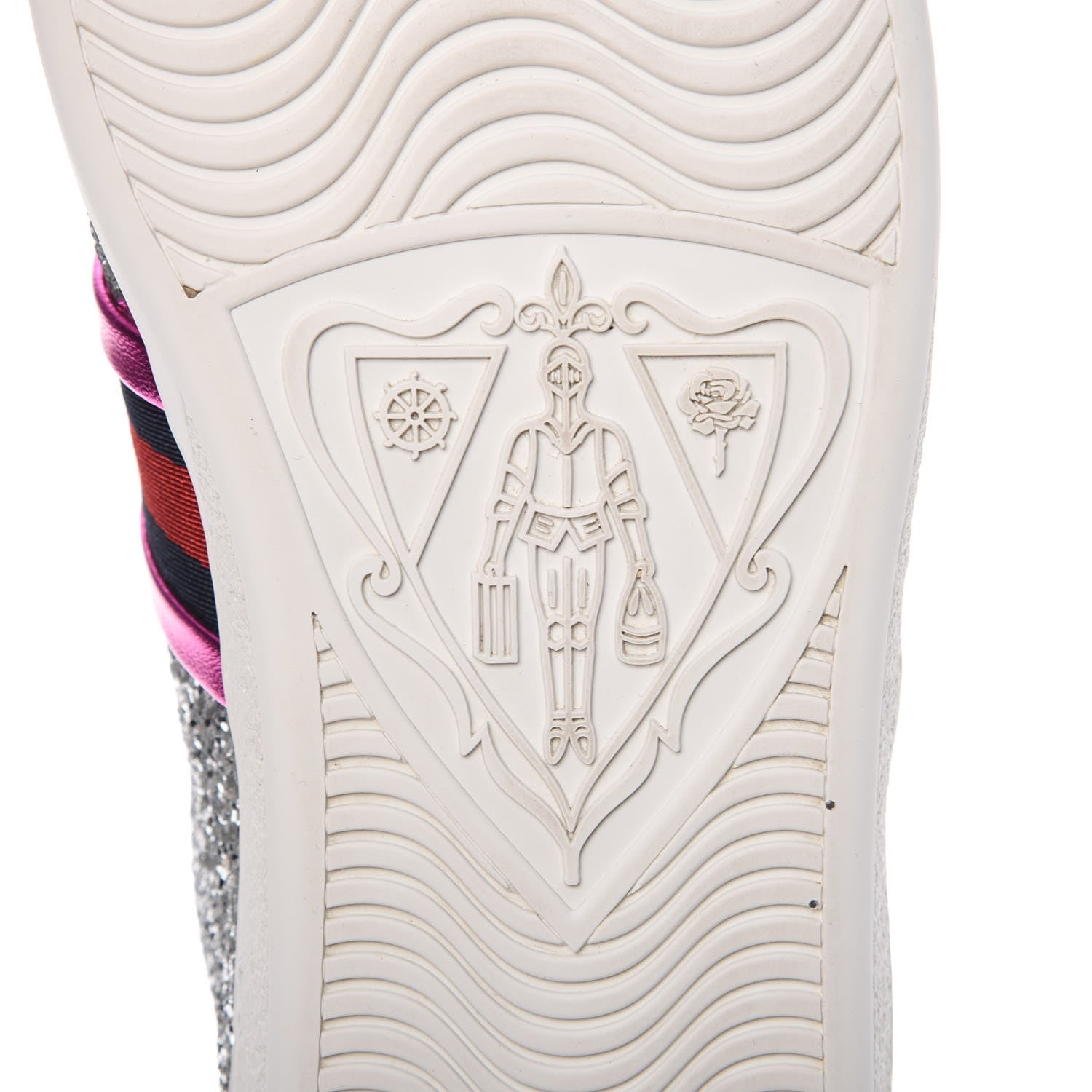 Gucci Glitter Web Ace Sneakers 38 Silver 9 of 14