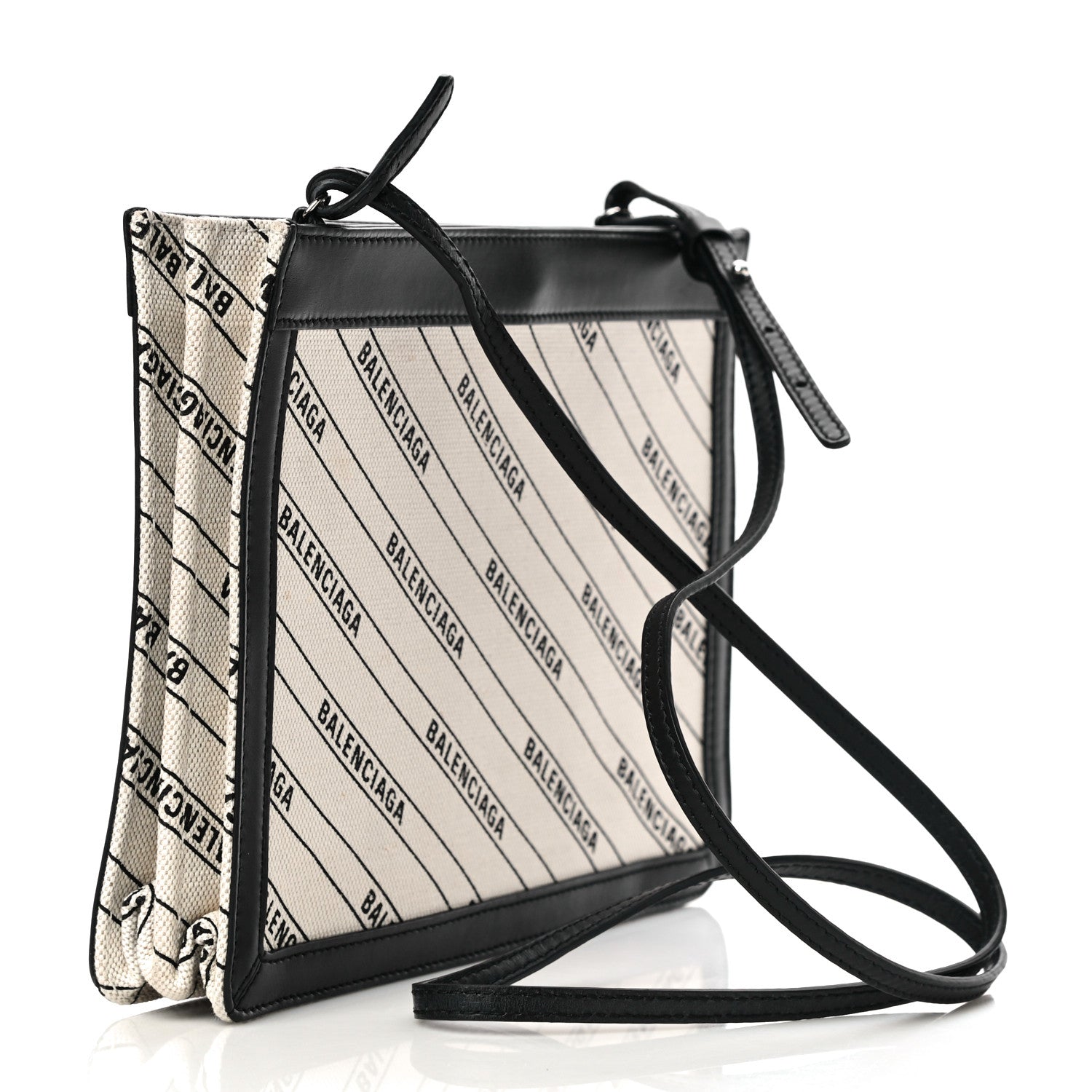Balenciaga Cotton Canvas Logo Pochette Crossbody Bag Natural Black 3 of 15