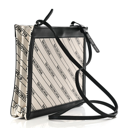 Balenciaga Cotton Canvas Logo Pochette Crossbody Bag Natural Black 3 of 15