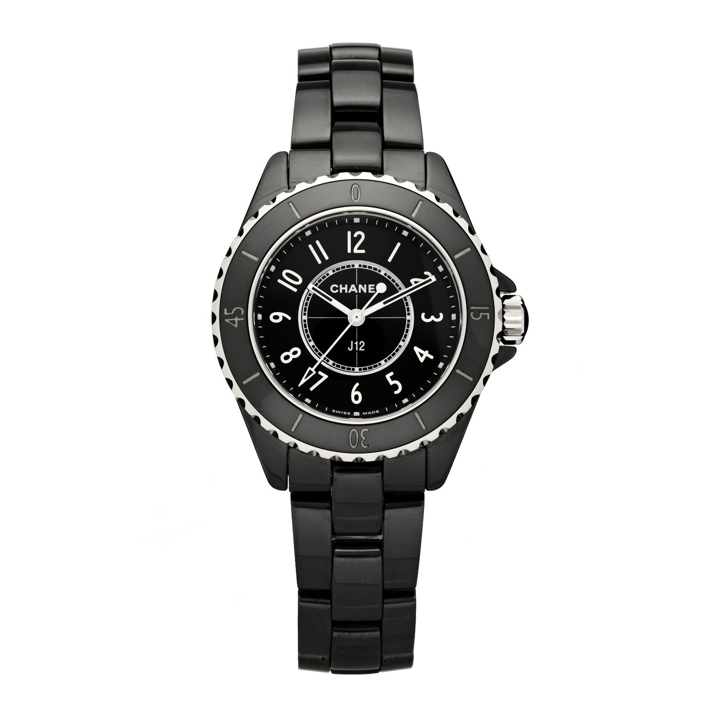 Stainless Steel Ceramic 33mm J12 Quartz Watch Black