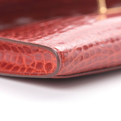 Hermes Shiny Porosus Crocodile Kelly Cut Pochette Sanguine 28 of 30