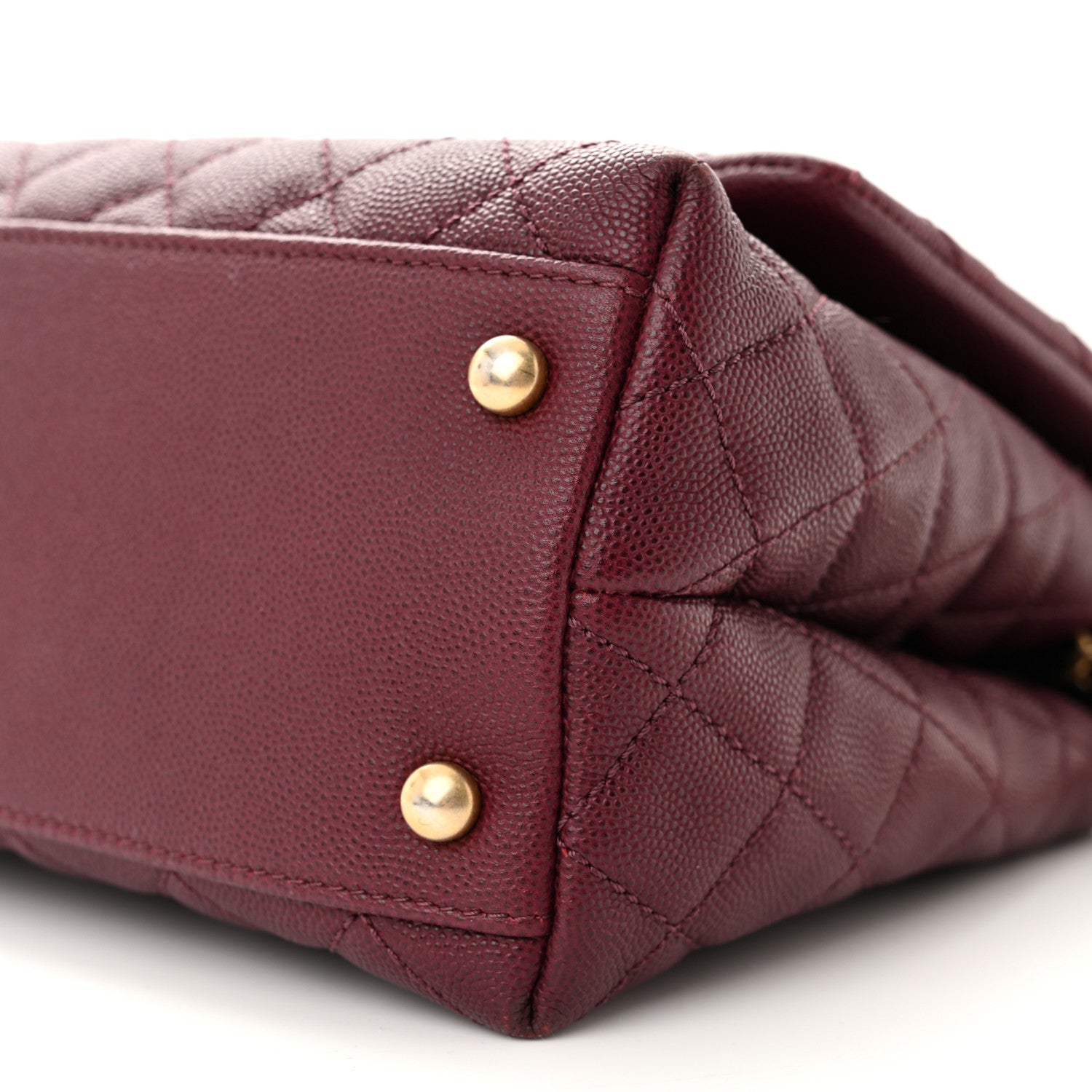 Chanel Caviar Lizard Embossed Quilted Small Coco Handle Flap Burgundy 10 of 12