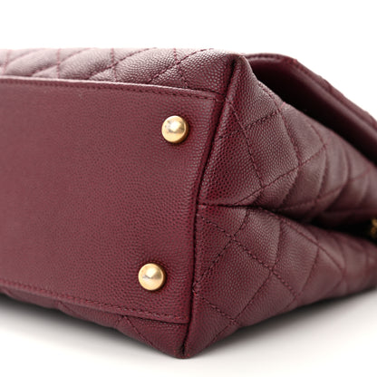 Chanel Caviar Lizard Embossed Quilted Small Coco Handle Flap Burgundy 10 of 12