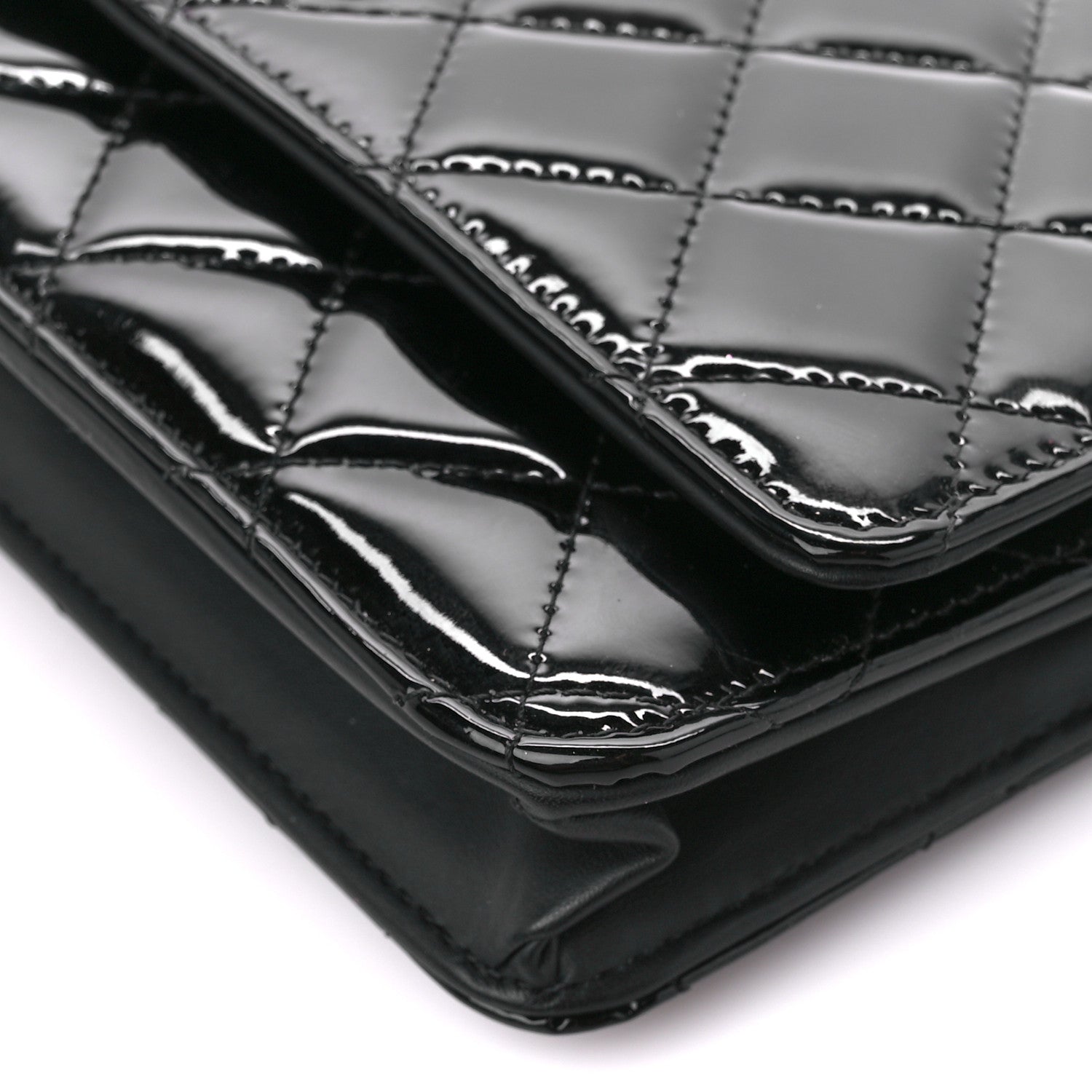 Chanel Patent Quilted Wallet On Chain WOC Black 11 of 11