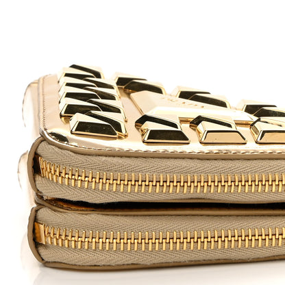 Prada Metallic Vitello Studded Mini Triangle Crossbody Pouch Platino 9 of 10