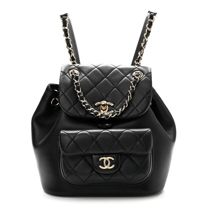 Chanel Lambskin Quilted Small Duma Drawstring Backpack Black 1 of 9