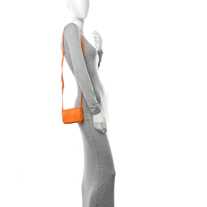 Bottega Veneta Lambskin Maxi Intrecciato Extra Mini Cassette Crossbody Bag Tangerine 2 of 10