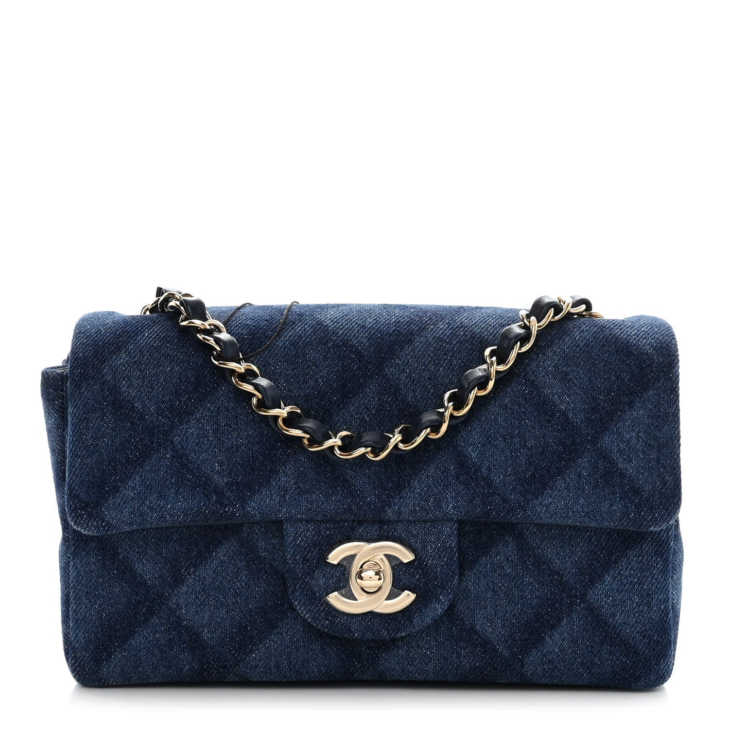 Chanel Printed Denim Quilted Mini Rectangular Flap Dark Blue 1 of 11