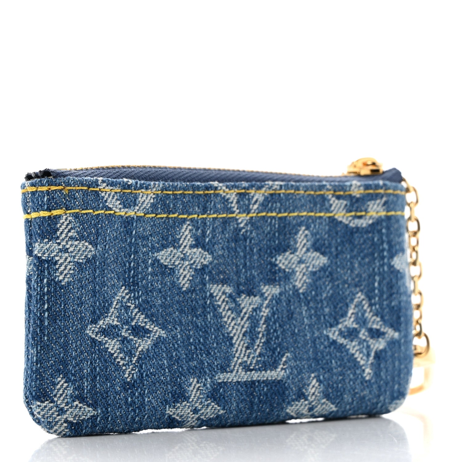 Louis Vuitton Monogram Denim Key Pouch Denim Blue 3 of 7