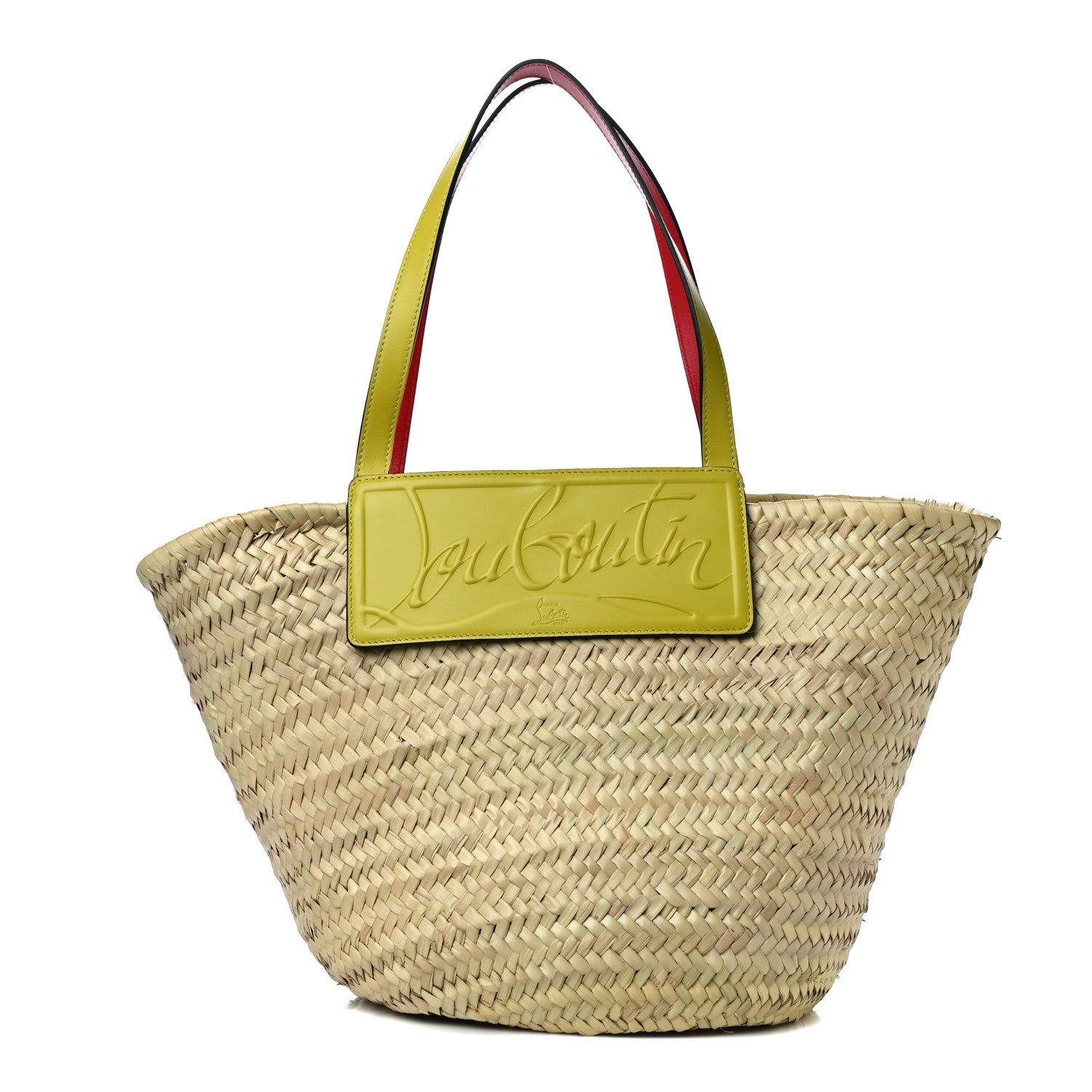Christian Louboutin Woven Straw Loubishore Tote Yellow 1 of 8