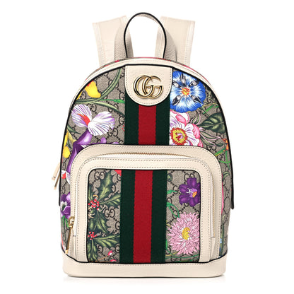 Gucci GG Supreme Monogram Flora Web Small Ophidia Day Backpack White 1 of 12