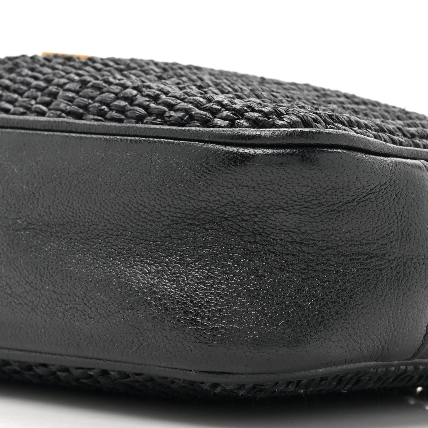 Raffia Canvas Monogram Mini Lou Camera Bag Black