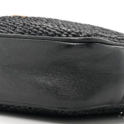 Saint Laurent Raffia Canvas Monogram Mini Lou Camera Bag Black 9 of 11