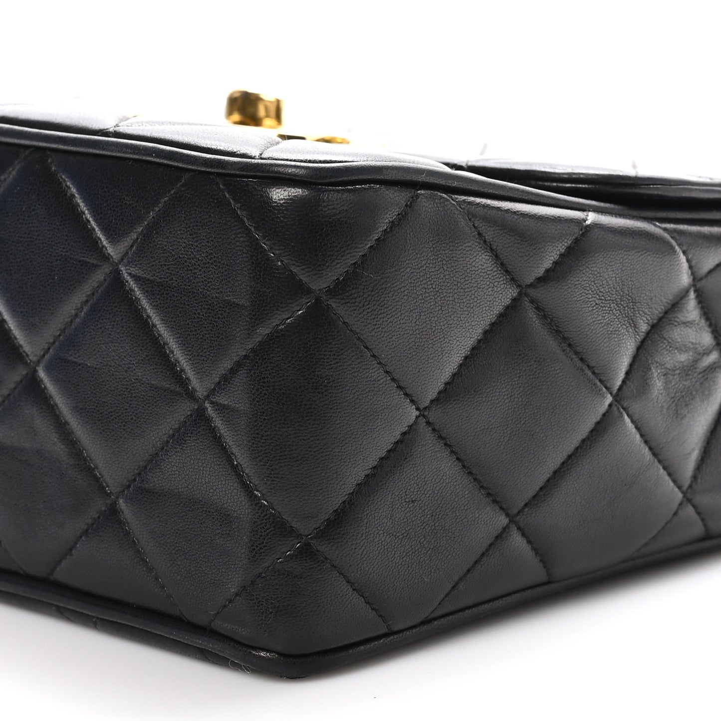 Lambskin Quilted Medium Square Flap Bag Black