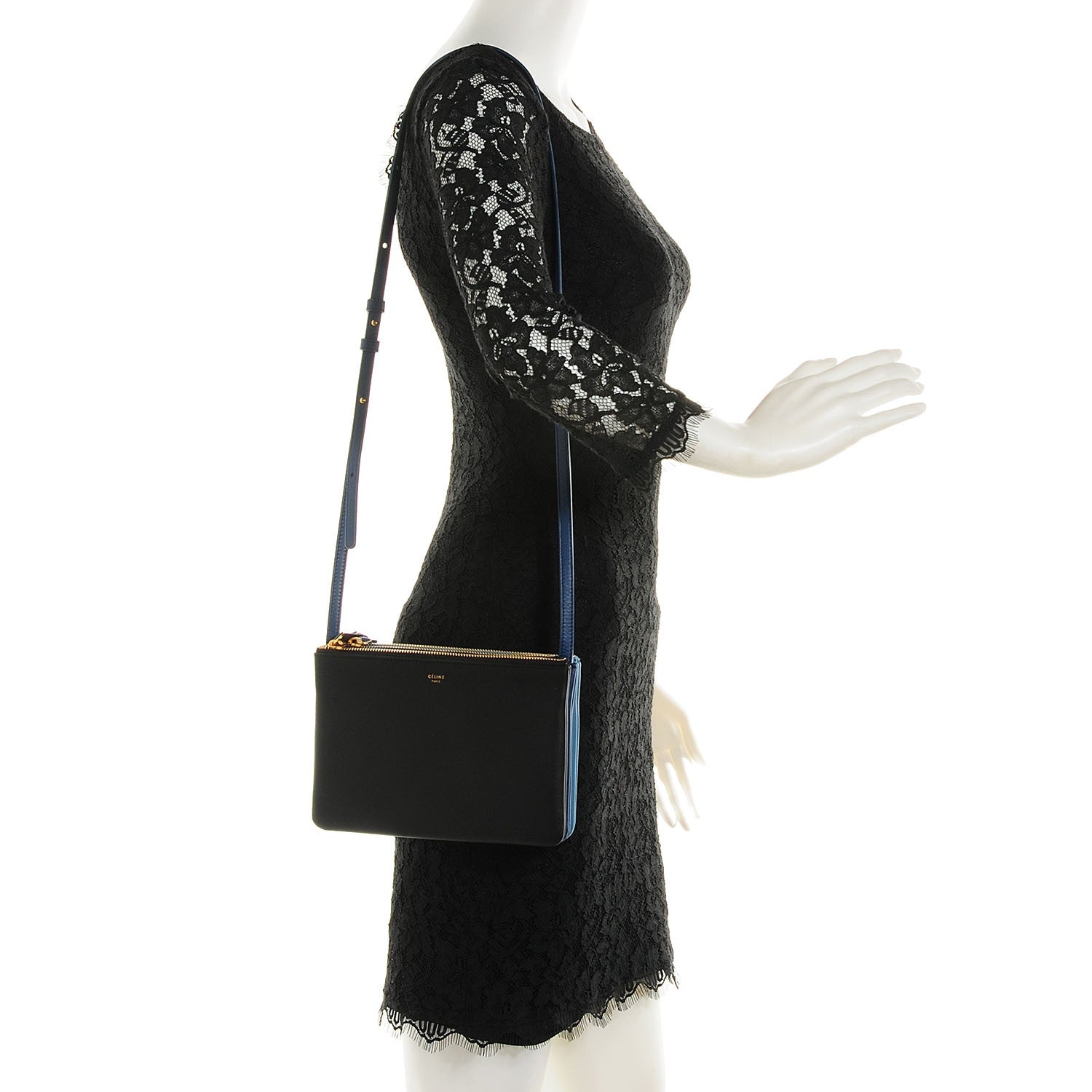 Celine Lambskin Small Multicolor Trio Crossbody Bag Black 2 of 7