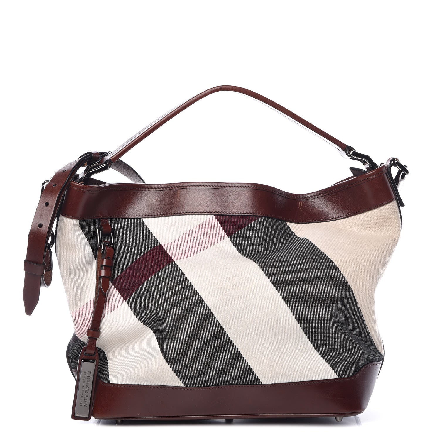 Burberry Canvas Mega Check Hobo Brown 1 of 13