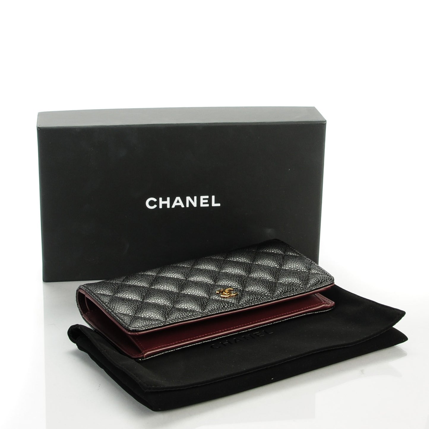 Caviar Quilted Yen Wallet Black